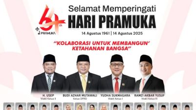 DPRD Kabupaten Sukabumi Mengucapkan Selamat Memperingati Hari Pramuka 14 Agustus 2025.