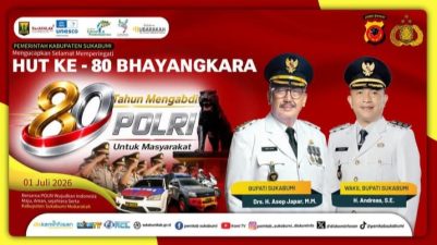 Pemkab Sukabumi Mengucapkan Selamat Memperingati Hari Bhayangkara Ke-80.