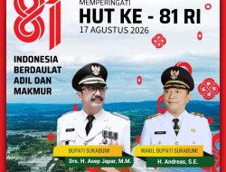 Pemerintah Kabupaten Sukabumi mengucapkan Selamat Dirgahayu RI Ke 81, Indonesia Berdaulat Adil dan Makmur 